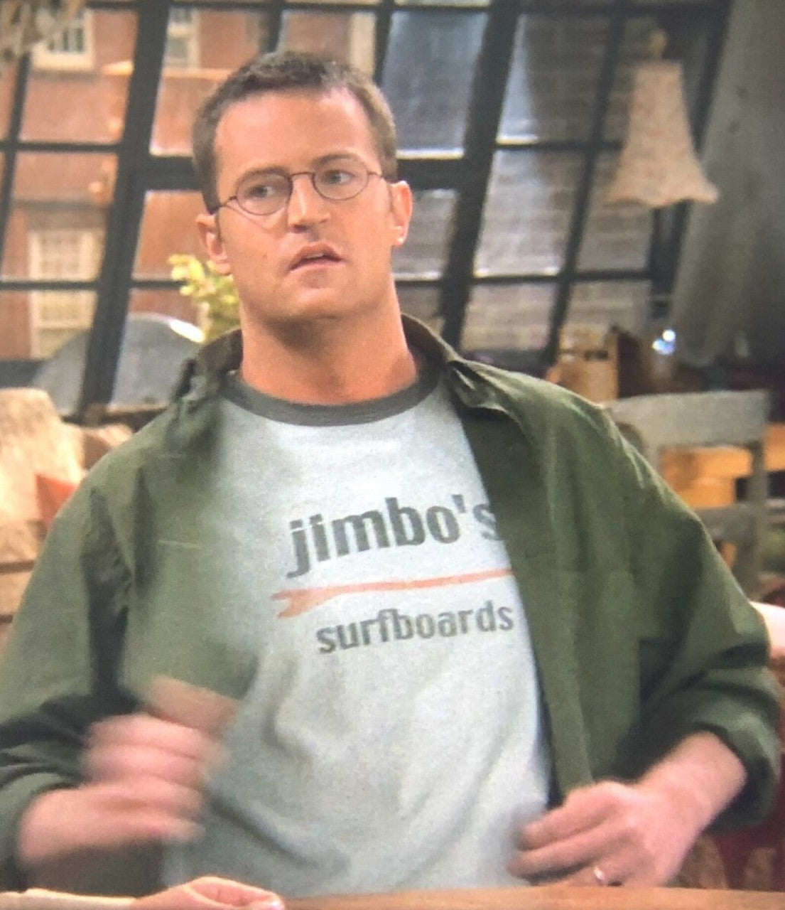 Jimbo's Surfboards KiSS Ringer T-Shirt - Friends - Chandler Bing inspired - TV Show - Surf