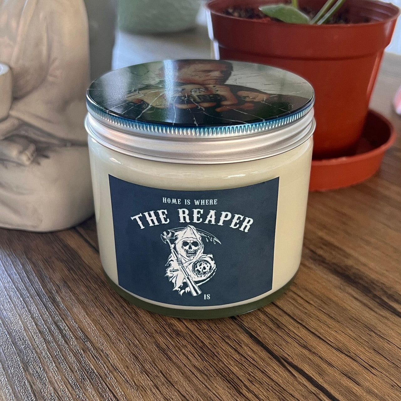 The Reaper KiSS Handmade Candle - Home Is Where - Citrus Floral Musk Scents - SOA Sons of Anarchy Redwood