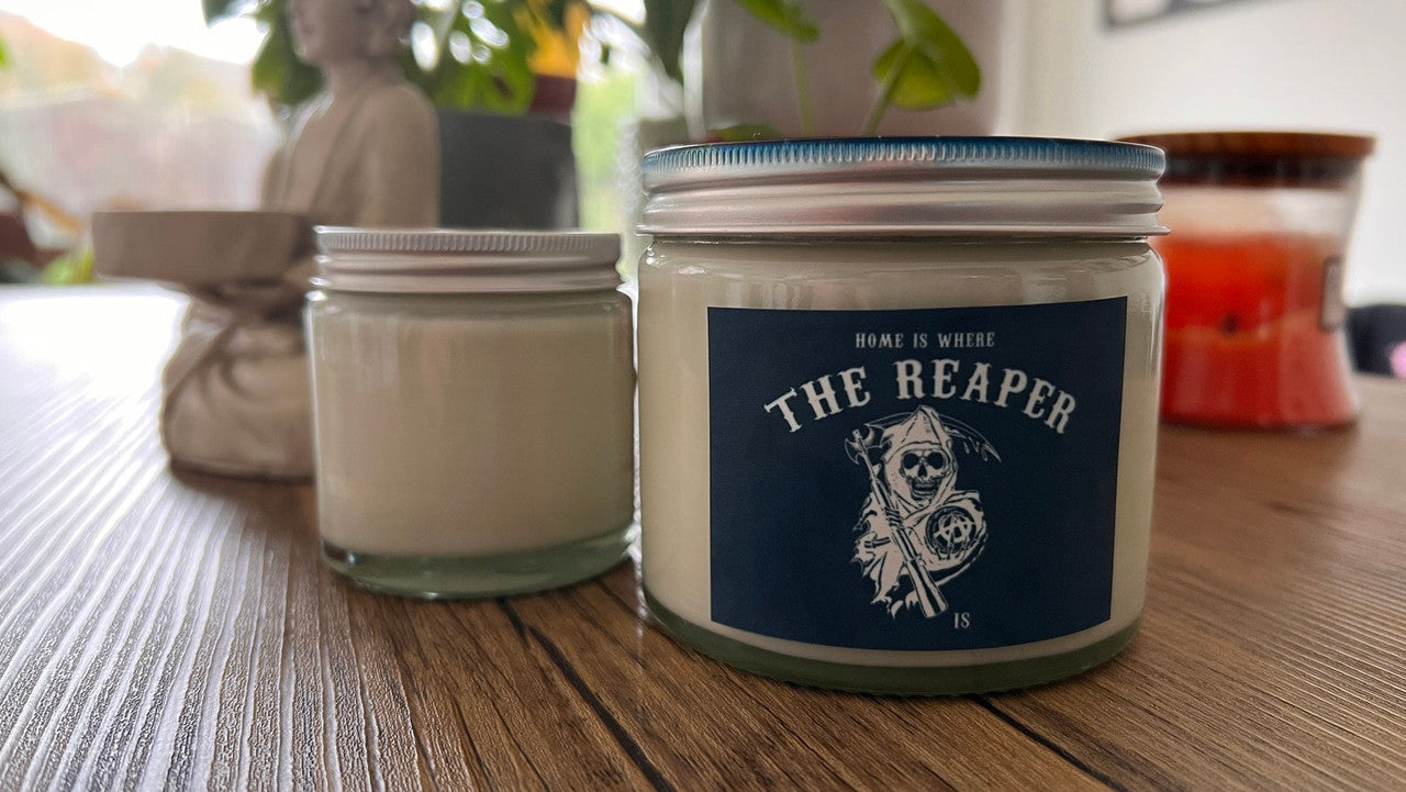 The Reaper KiSS Handmade Candle - Home Is Where - Citrus Floral Musk Scents - SOA Sons of Anarchy Redwood