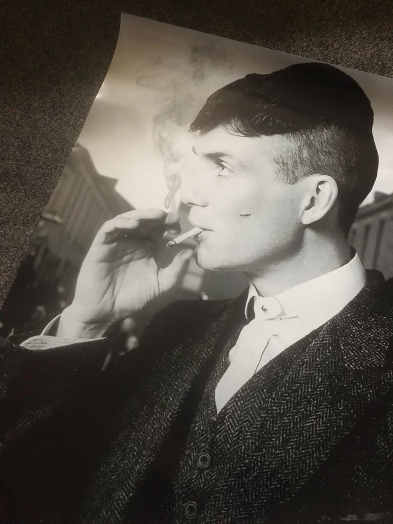 Tommy Shelby KiSS Canvas or Poster - Wall Decor Art - Peaky Blinders, UK TV Show - Smoking - Stocking Filler - Present/Gift Idea - Cillian Murphy